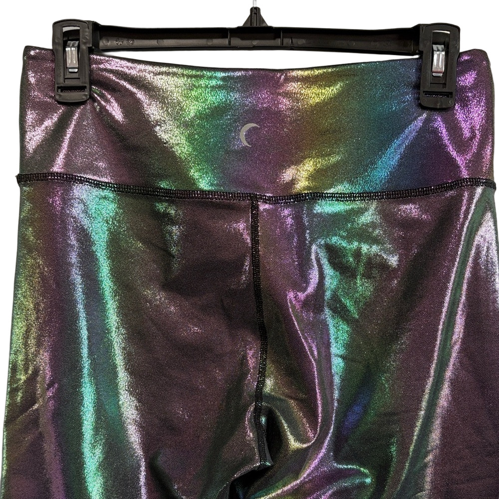 ZYIA Iridescent Metallic Purple Green High-Waist Leggings - Picture 6 of 9